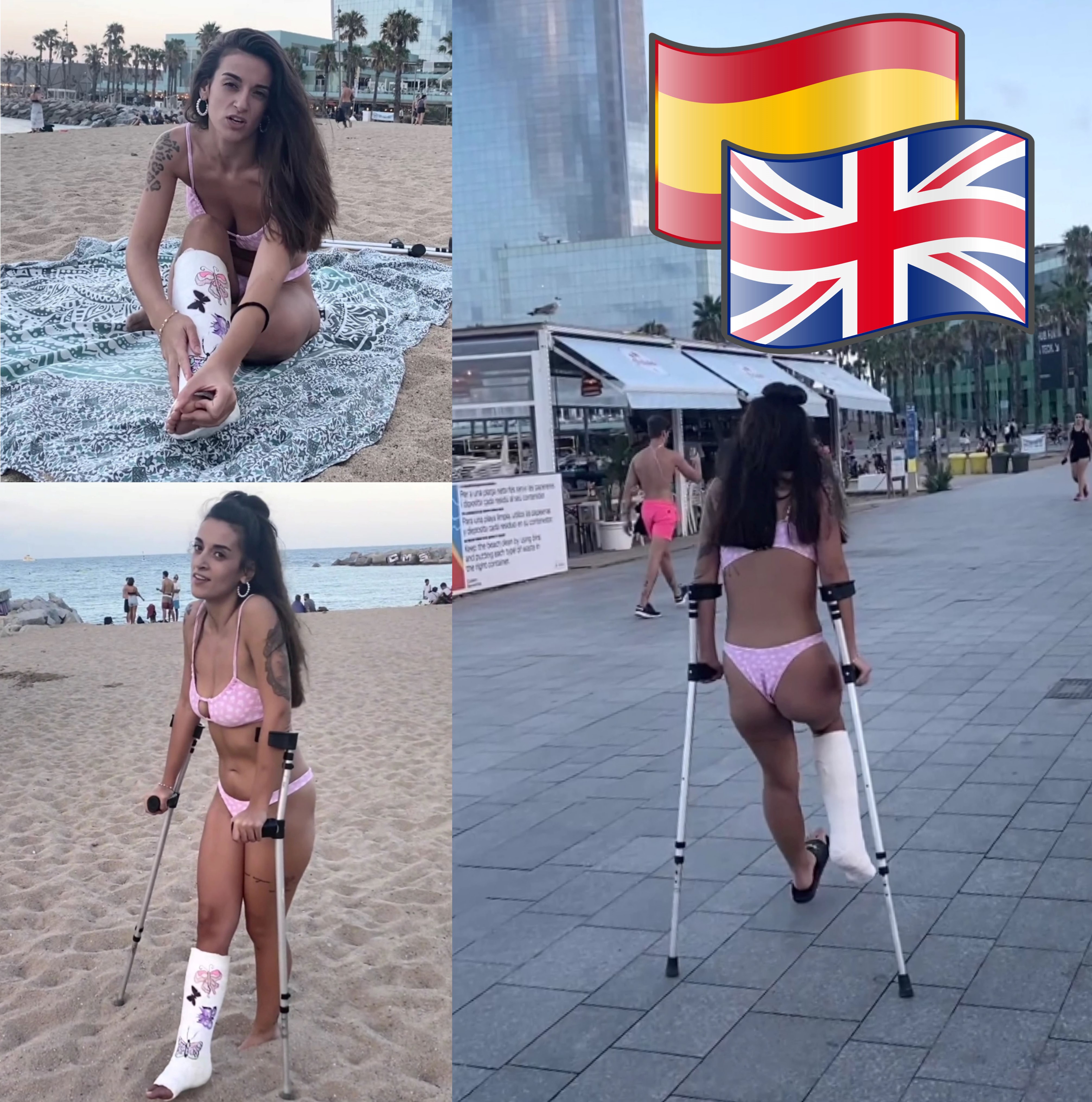 Real injury SLC crutching barcelona beach sub english