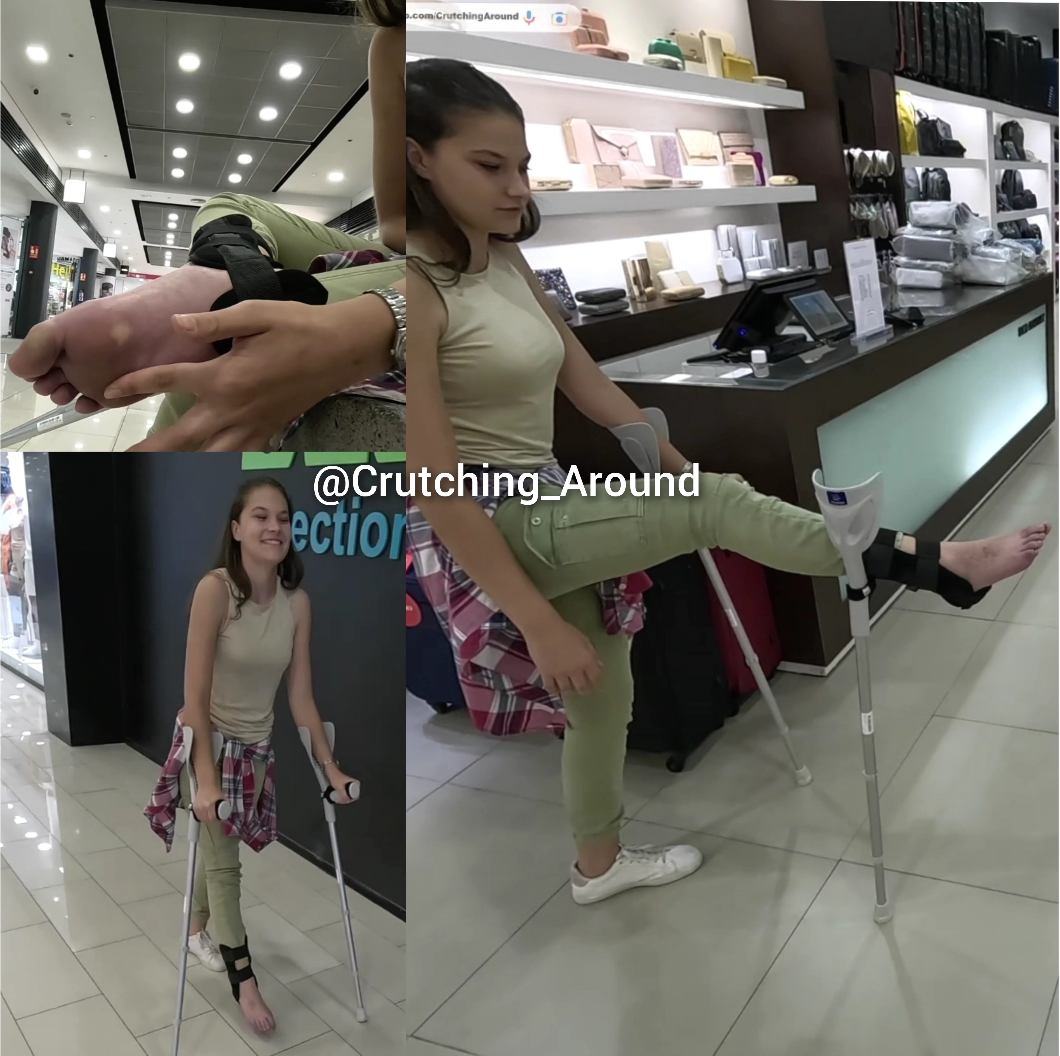 Real injury SUB interview and shopping center crutching -Marina -
