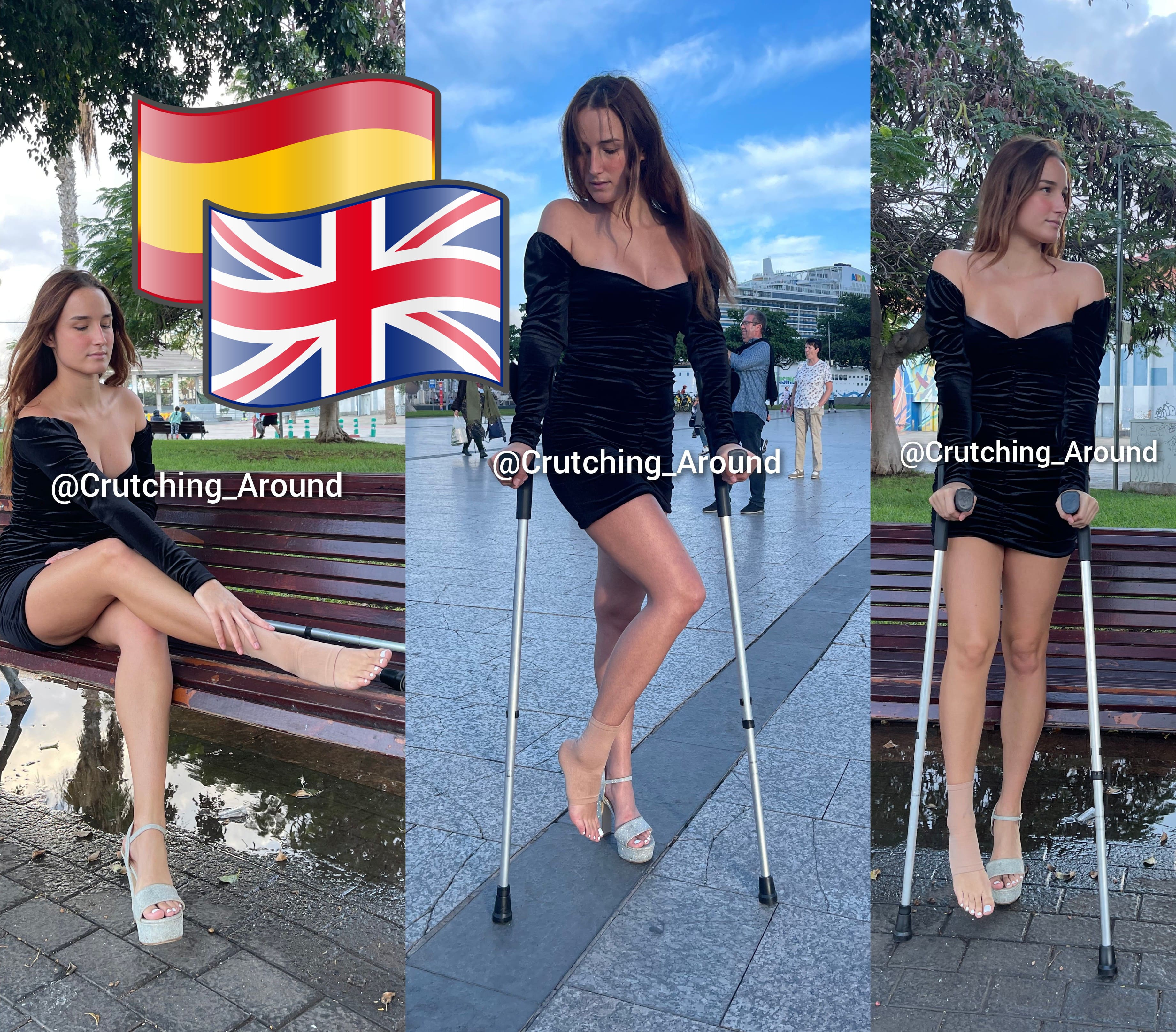 Real injury High heels crutching and interview -Kate -