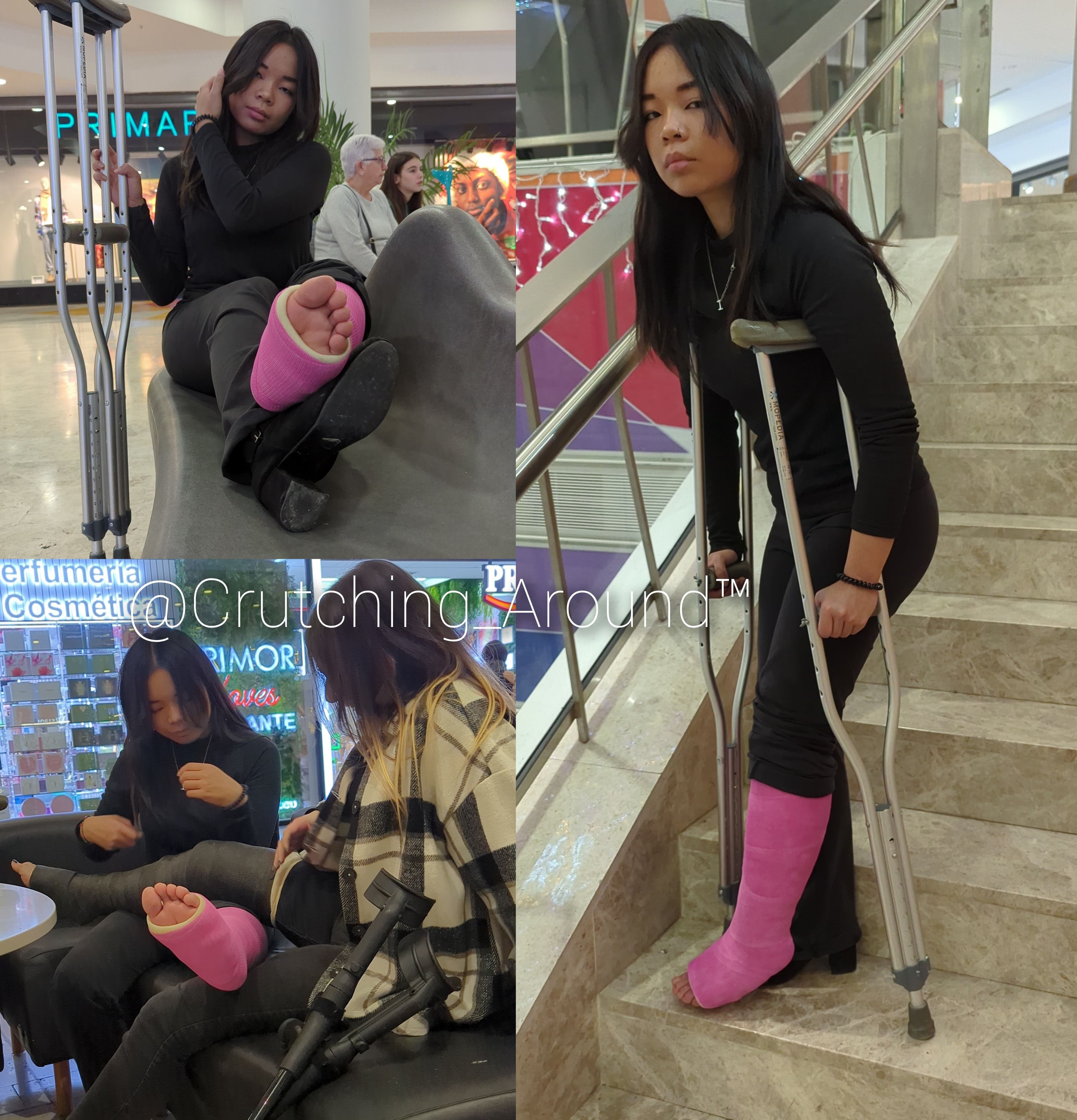 SLC mall crutching! Waiting for her casted friend! -Bel -