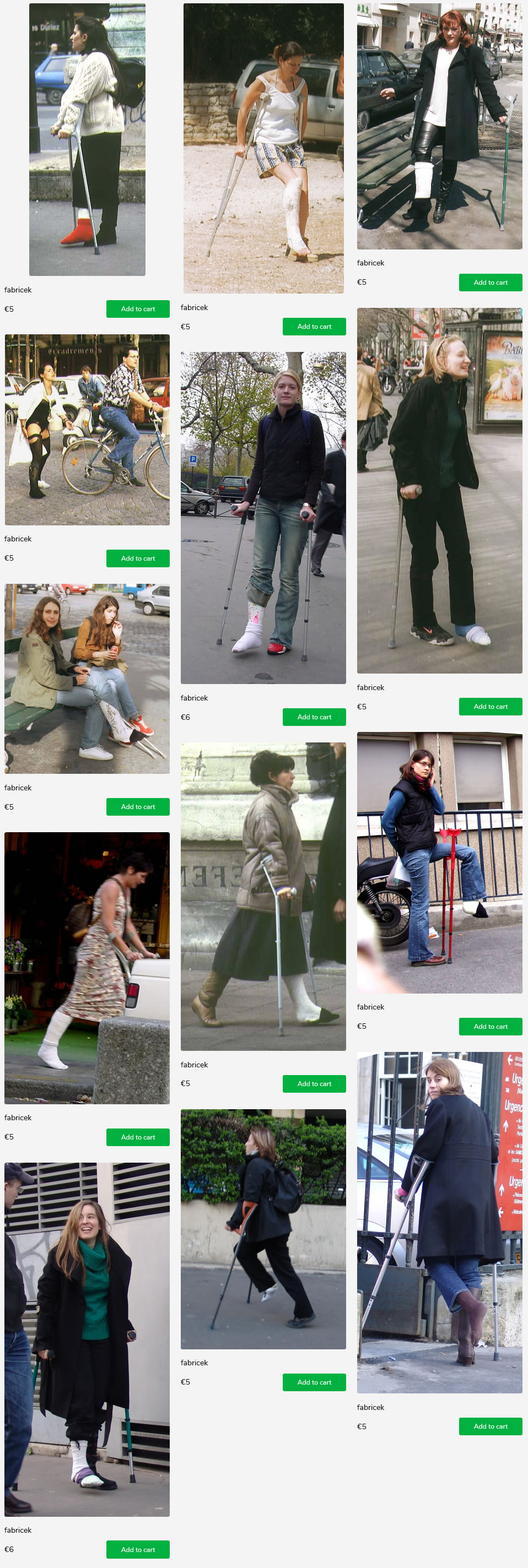 13 sets of women with casted feet on crutches including a rare sarmiento cast.