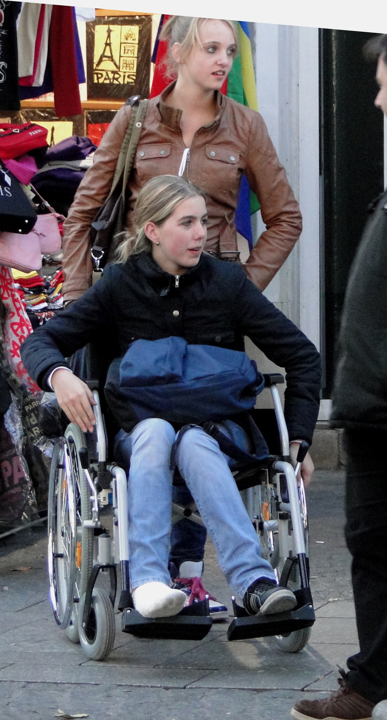 Woman with sprain and wheelchair