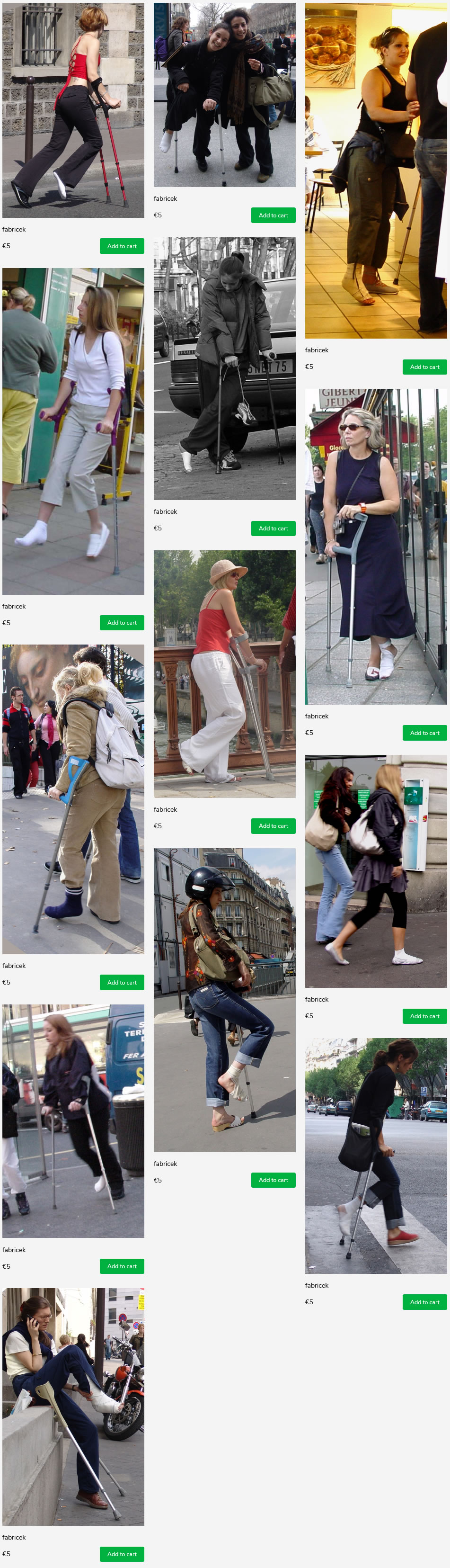 13 sets of french women crutching in casts, bandages and barefoot