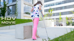Ivonne - pink LLWC with crutches (HD Video)