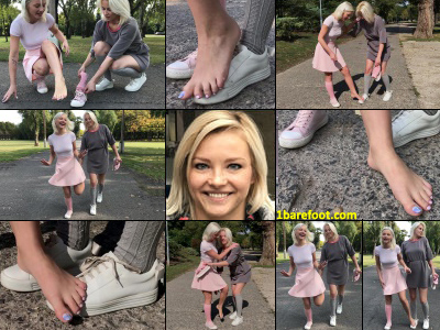 Zazie's Sprained Foot Hopping - Zazie and her friend are taking a nice stroll through one of their favorite parks. However, she still hasn't recovered from her recent sprain, and her bad foot still feels really uncomfortable in her shoe.