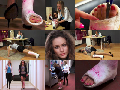 Zuzu Term SLWC Dealing with Her Aching Casted Foot at the Office with Foot Play